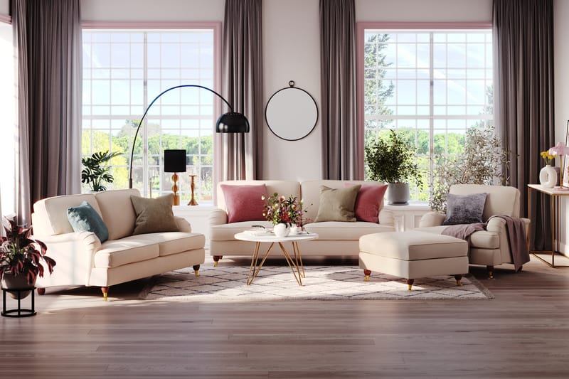 Howard Lyx 3-sits Manchestersoffa - Beige - Möbler - Vardagsrum - Soffor - Howardsoffor