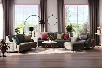 Howard Lyx 3-sits Manchestersoffa - Mörkgrå - Möbler - Vardagsrum - Soffor - Howardsoffor