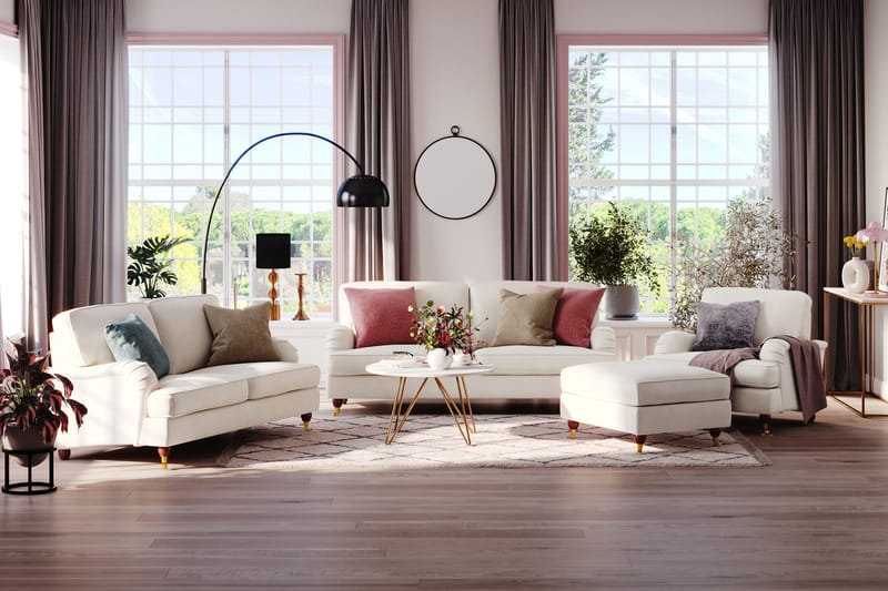 Howard Lyx 3-sits Sammetssoffa - Krämvit - Möbler - Vardagsrum - Soffor - Howardsoffor