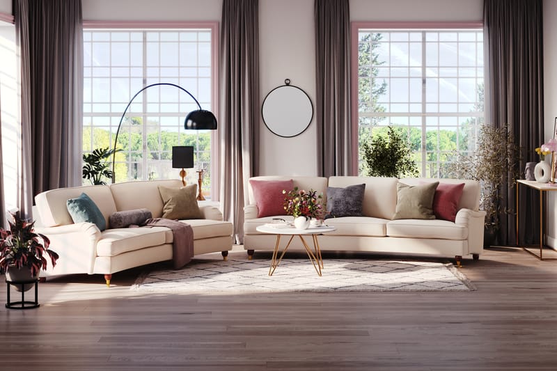 Howard Lyx 3-sits Svängd Manchestersoffa - Beige - Möbler - Vardagsrum - Soffor - Howardsoffor