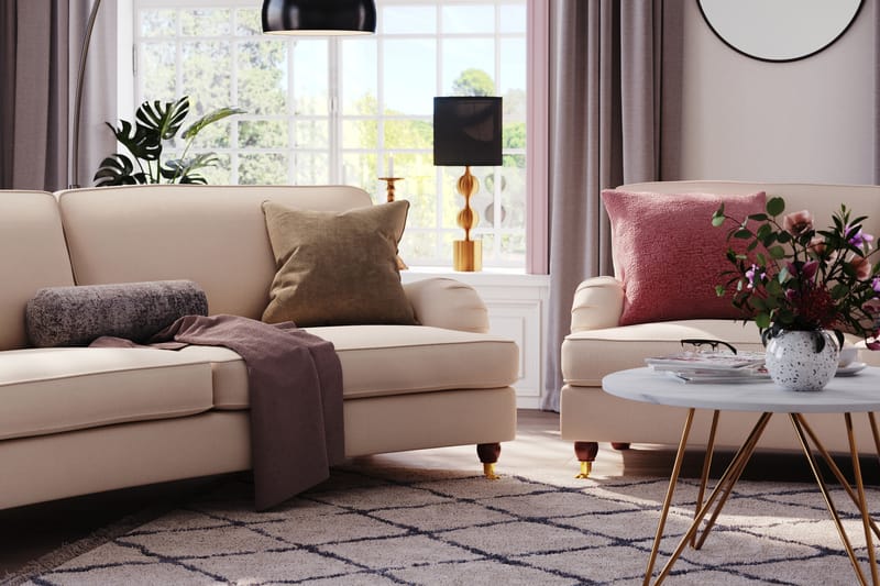 Howard Lyx 3-sits Svängd Manchestersoffa - Beige - Möbler - Vardagsrum - Soffor - Howardsoffor