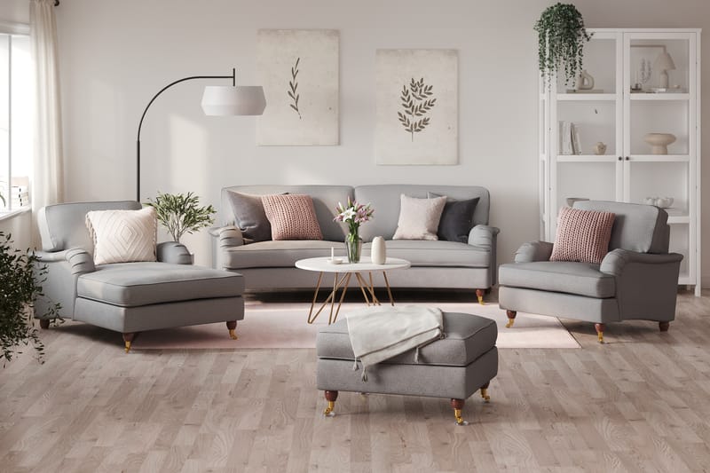 Howard Lyx 3-sits Svängd Tygsoffa - Ljusgrå - Möbler - Vardagsrum - Soffor - Howardsoffor
