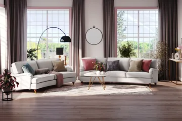 Howard Lyx 3-sits Svängd Tygsoffa - Ljusgrå - Möbler - Vardagsrum - Soffor - Howardsoffor