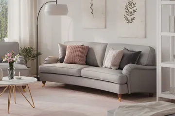 Howard Lyx 3-sits Svängd Tygsoffa - Ljusgrå - Möbler - Vardagsrum - Soffor - Howardsoffor