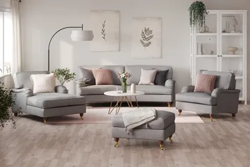 Howard Lyx 3-sits Svängd Tygsoffa - Ljusgrå - Möbler - Vardagsrum - Soffor - Howardsoffor
