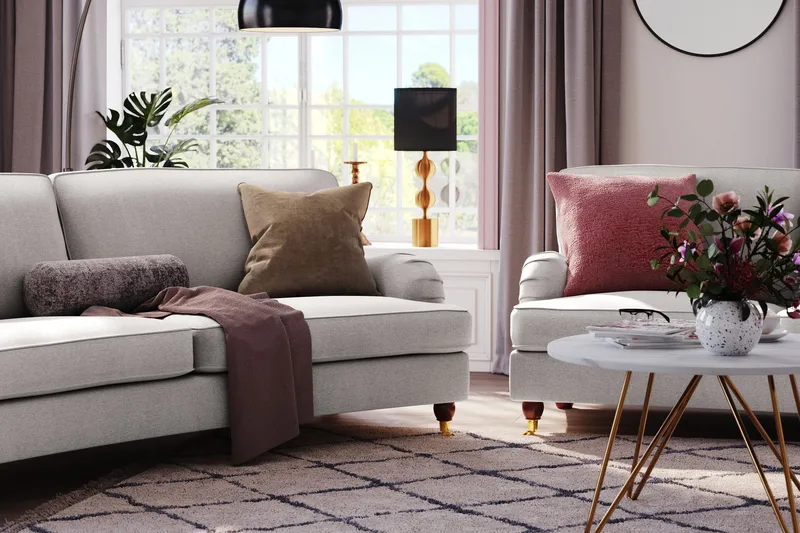 Howard Lyx 3-sits Svängd Tygsoffa - Ljusgrå - Möbler - Vardagsrum - Soffor - Howardsoffor