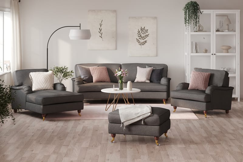 Howard Lyx 3-sits Svängd Tygsoffa - Mörkgrå - Möbler - Vardagsrum - Soffor - Howardsoffor