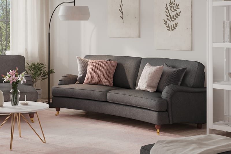 Howard Lyx 3-sits Svängd Tygsoffa - Mörkgrå - Möbler - Vardagsrum - Soffor - Howardsoffor
