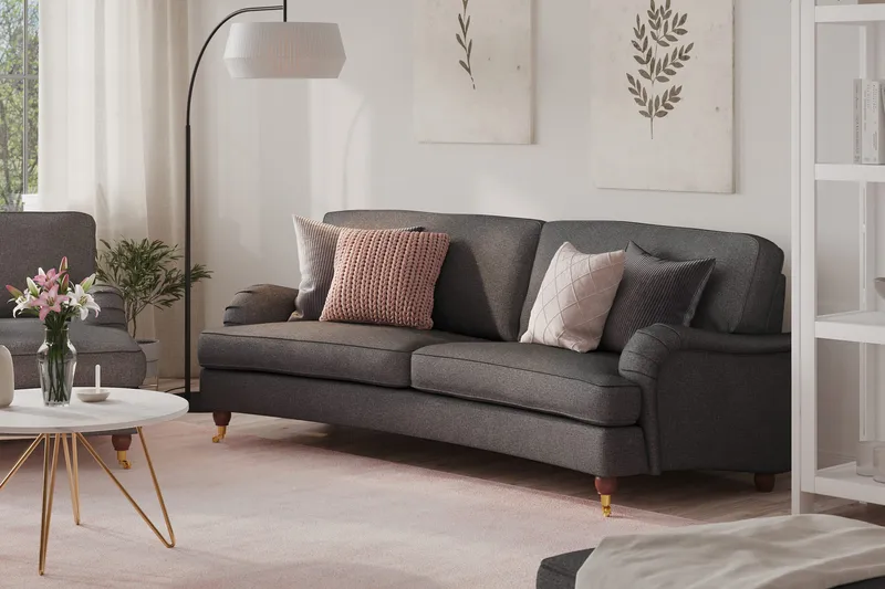 Howard Lyx 3-sits Svängd Tygsoffa - Mörkgrå - Möbler - Vardagsrum - Soffor - Howardsoffor