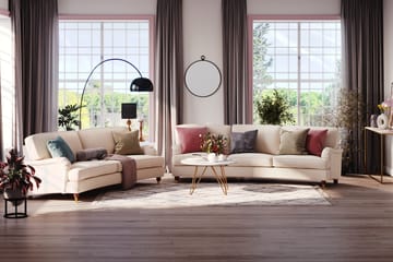 Howard Lyx 4-sits Svängd Manchestersoffa - Beige - Möbler - Vardagsrum - Soffor - Howardsoffor