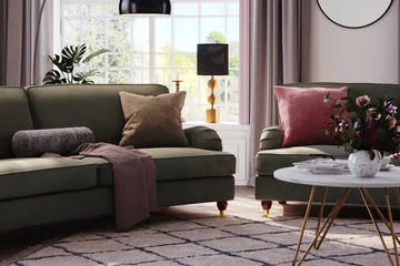 Howard Lyx 4-sits Svängd Manchestersoffa - Mörkgrön - Möbler - Vardagsrum - Soffor - Howardsoffor