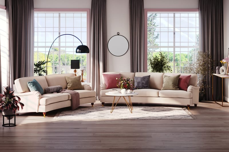 Howard Lyx 4-sits Svängd Tygsoffa - Beige - Möbler - Vardagsrum - Soffor - Howardsoffor