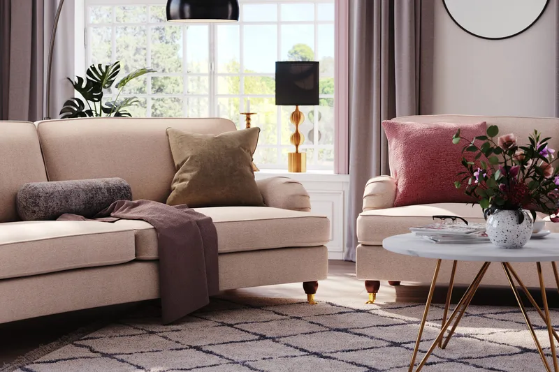 Howard Lyx 4-sits Svängd Tygsoffa - Beige - Möbler - Vardagsrum - Soffor - Howardsoffor