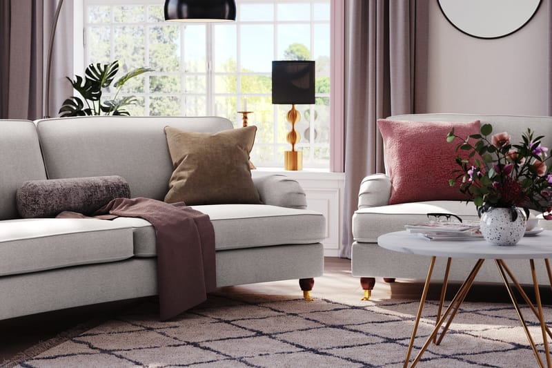 Howard Lyx 4-sits Svängd Tygsoffa - Ljusgrå - Möbler - Vardagsrum - Soffor - Howardsoffor