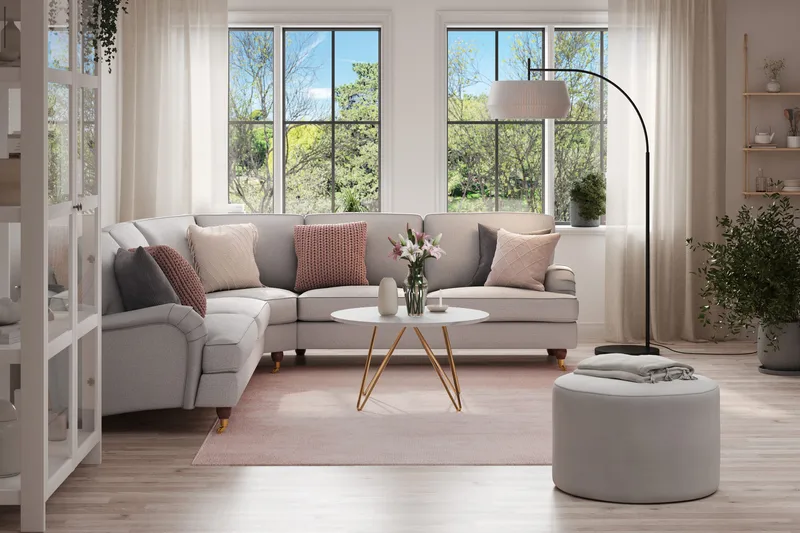 Howard Lyx 6-sits Vänstervänd L-formad Hörnsoffa i Tyg - Ljusgrå - Möbler - Vardagsrum - Soffor - Howardsoffor