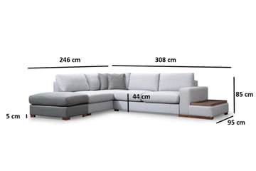 Huelva 5-sits Vänstervänd L-formad Divansoffa 308 cm med Schäslong i Tyg - Grå - Möbler - Vardagsrum - Soffor - Divansoffa & schäslong