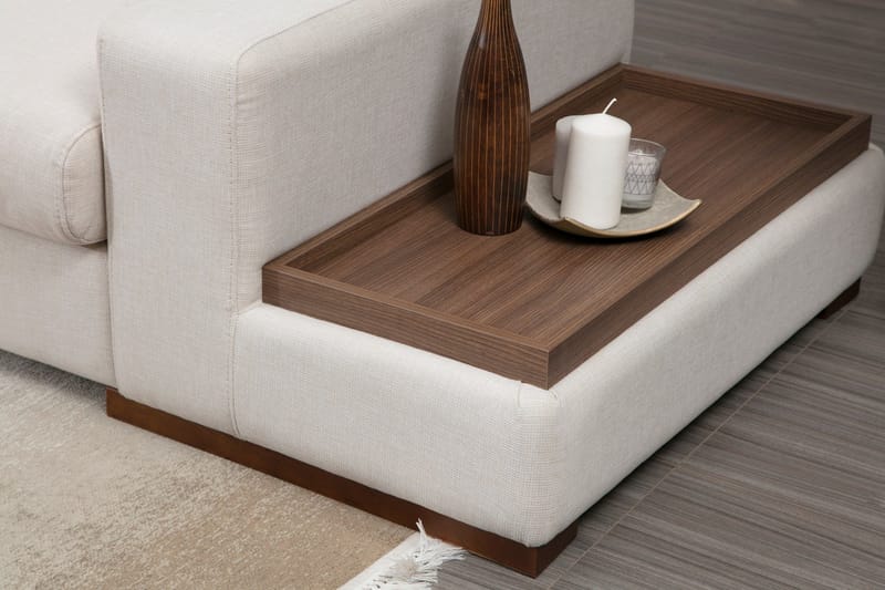 Huelva Vänstervänd L-formad Divansoffa med Schäslong 312 cm i Tyg - Gräddvit - Möbler - Vardagsrum - Soffor - Divansoffa & schäslong