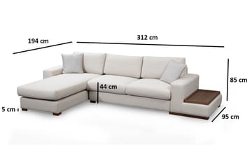 Huelva Vänstervänd L-formad Divansoffa med Schäslong 312 cm i Tyg - Gräddvit - Möbler - Vardagsrum - Soffor - Divansoffa & schäslong