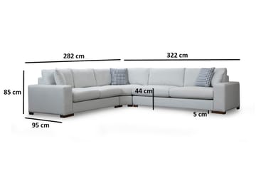 Huelva Vänstervänd L-formad Hörnsoffa 322 cm i Tyg med Breda Armstöd - Isblå - Möbler - Vardagsrum - Soffor - Hörnsoffor
