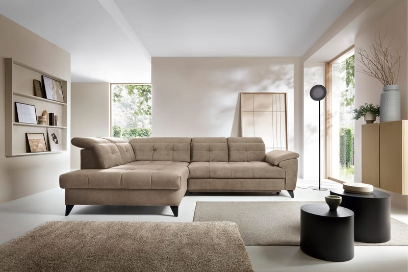 Inferne 5-sits Soffa med Schäslong - Mörkbeige - Möbler - Vardagsrum - Soffor - Divansoffa & schäslong