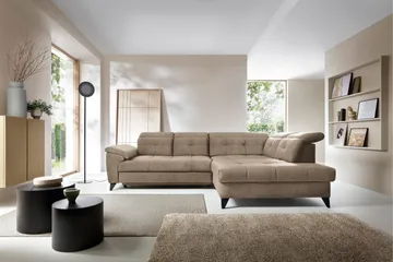 Inferne 5-sits Soffa med Schäslong - Mörkbeige - Möbler - Vardagsrum - Soffor - Divansoffa & schäslong