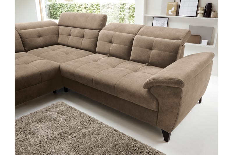 Inferne 5-sits Soffa med Schäslong - Mörkbeige - Möbler - Vardagsrum - Soffor - Divansoffa & schäslong