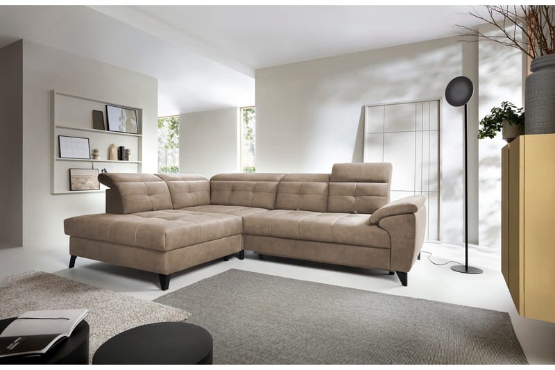 Inferne 5-sits Soffa med Schäslong - Mörkbeige - Möbler - Vardagsrum - Soffor - Divansoffa & schäslong