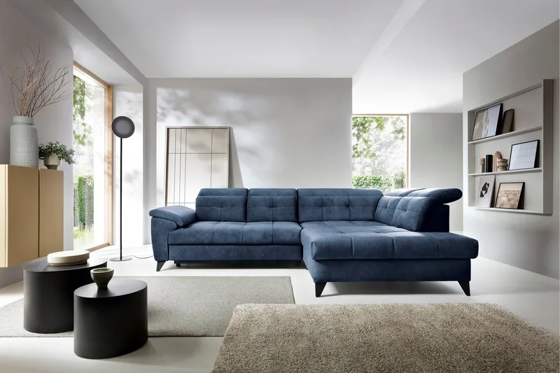 Inferne 5-sits Soffa med Schäslong - Mörkblå - Möbler - Vardagsrum - Soffor - Divansoffa & schäslong