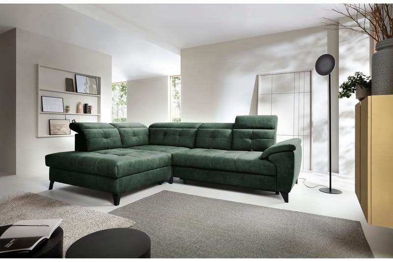 Inferne 5-sits Soffa med Schäslong - Mörkgrön - Möbler - Vardagsrum - Soffor - Divansoffa & schäslong