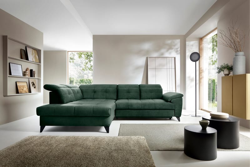 Inferne 5-sits Soffa med Schäslong - Mörkgrön - Möbler - Vardagsrum - Soffor - Divansoffa & schäslong
