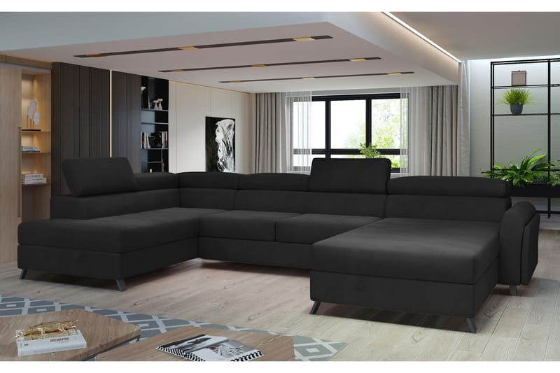 JOSETINA U-soffa med Divan Höger Svart - U-soffor