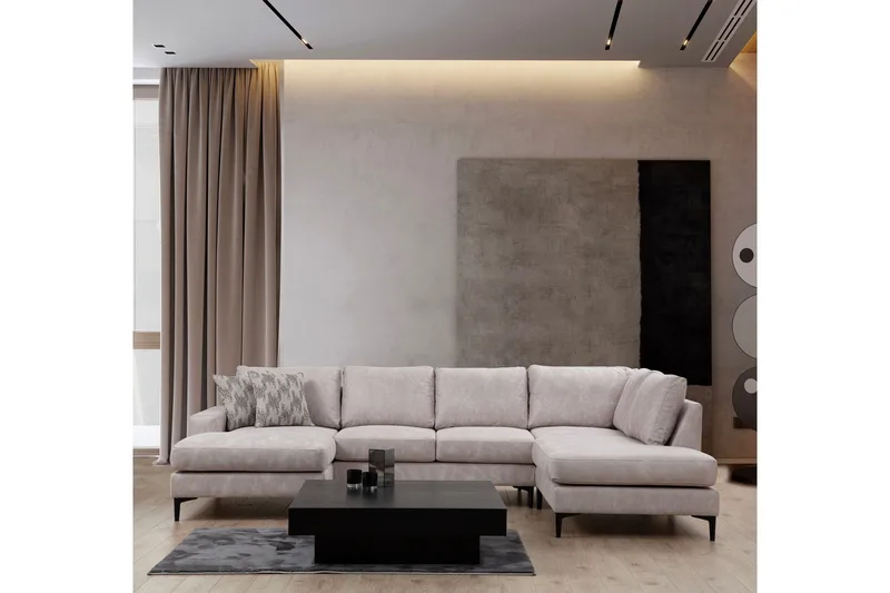 Svanabyn Soffa m. Divan och Schäslong 4-sits - Beige - Möbler - Vardagsrum - Soffor - U-soffor