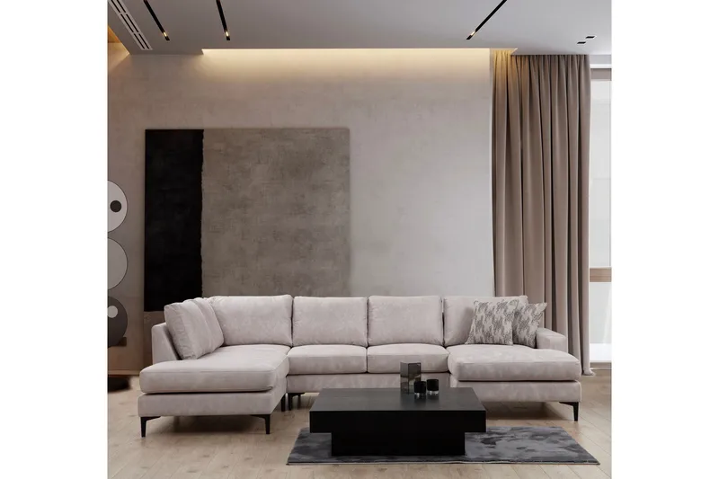 Svanabyn Soffa m. Divan och Schäslong 4-sits - Beige - Möbler - Vardagsrum - Soffor - U-soffor