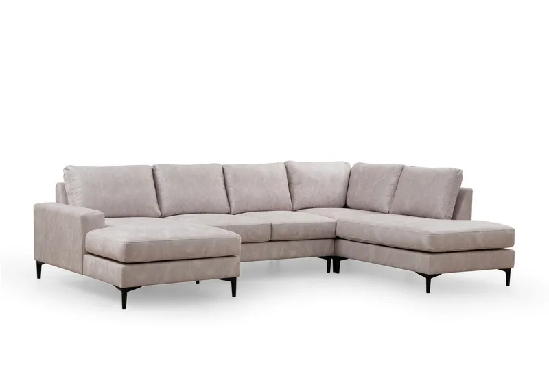 Svanabyn Soffa m. Divan och Schäslong 4-sits, Beige