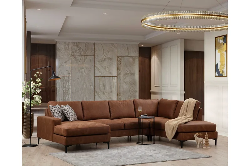 Svanabyn Soffa m. Divan och Schäslong 4-sits - Brun - Möbler - Vardagsrum - Soffor - U-soffor