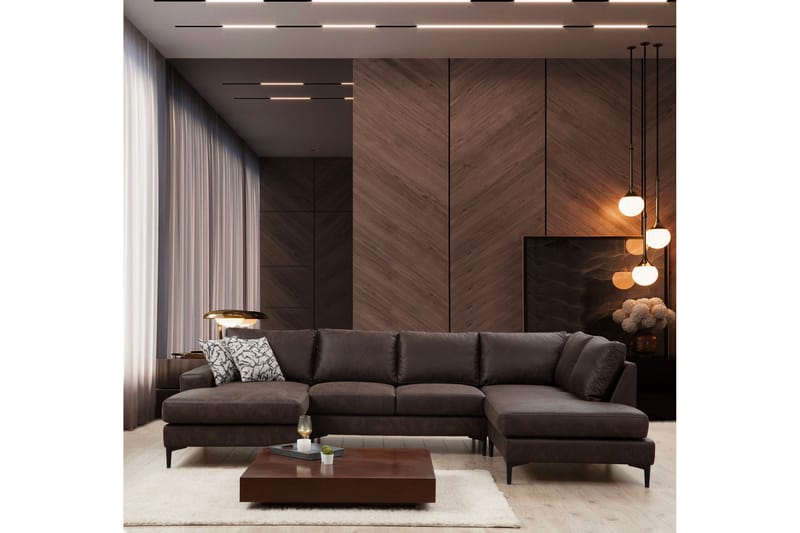 Svanabyn Soffa m. Divan och Schäslong 4-sits - Mörkbrun - Möbler - Vardagsrum - Soffor - U-soffor