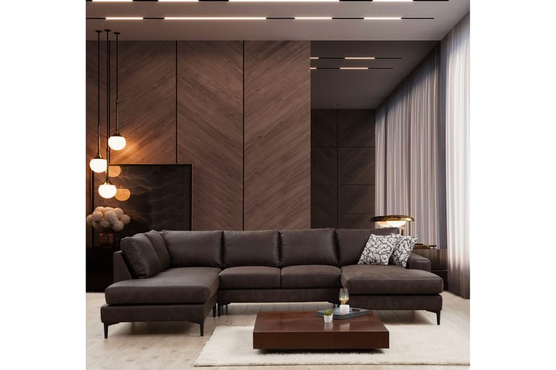 Svanabyn Soffa m. Divan och Schäslong 4-sits - Mörkbrun - Möbler - Vardagsrum - Soffor - U-soffor