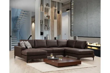 Svanabyn Soffa m. Divan och Schäslong 4-sits - Mörkbrun - Möbler - Vardagsrum - Soffor - U-soffor