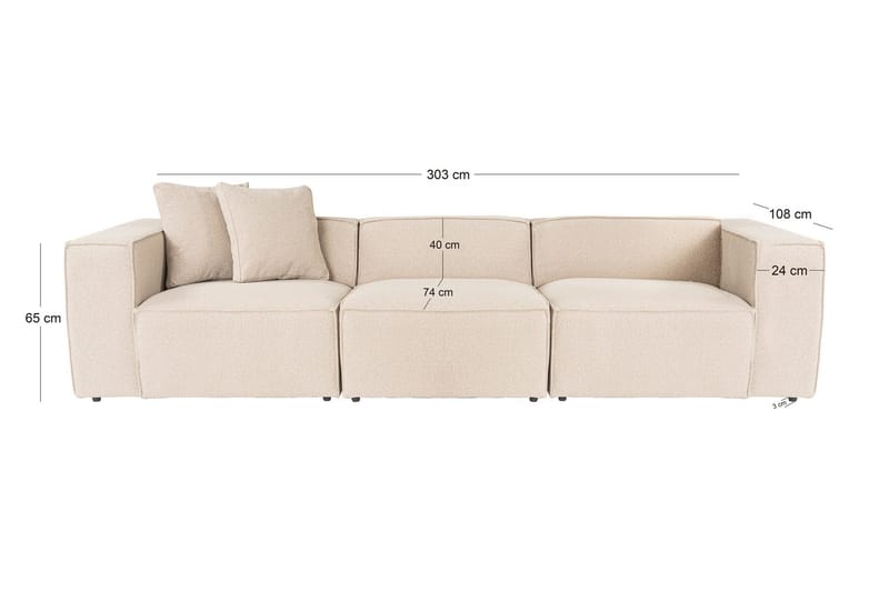 Kaolins Soffa 3-sits - Peach - Möbler - Vardagsrum - Soffor - Modulsoffor - Komplett modulsoffa