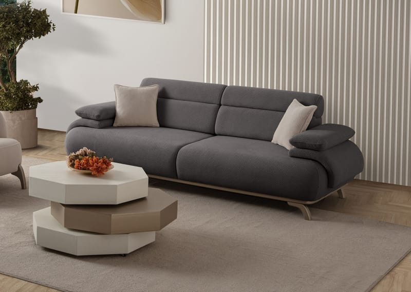 Kelnor 3-sits Soffa 246x81x97 cm - Antracit - Möbler - Vardagsrum - Soffor - 3-sits soffor