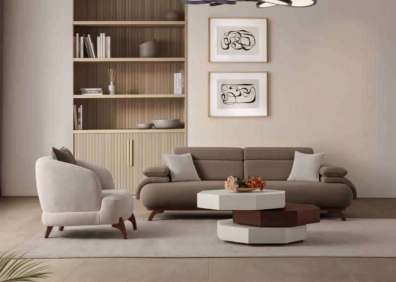 Kelnor 3-sits Soffa 246x81x97 cm - Jord - Möbler - Vardagsrum - Soffor - 3-sits soffor
