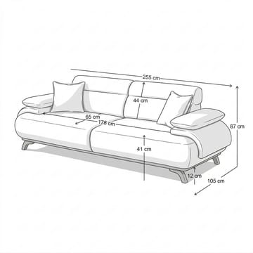 Kelnor 3-sits Soffa 246x81x97 cm - Jord - Möbler - Vardagsrum - Soffor - 3-sits soffor