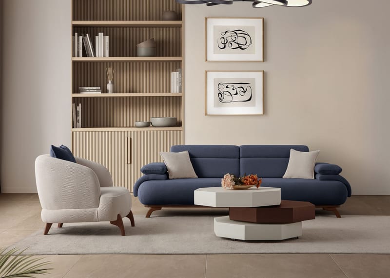 Kelnor 3-sits Soffa 246x81x97 cm - Marinblå - Möbler - Vardagsrum - Soffor - 3-sits soffor