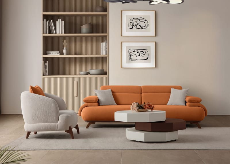 Kelnor 3-sits Soffa 246x81x97 cm - Tegelröd - Möbler - Vardagsrum - Soffor - 3-sits soffor