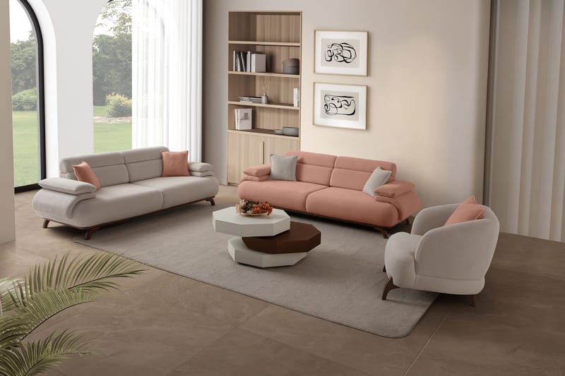 Kelnor 3-sits Soffa 246x81x97 cm - Puder - Möbler - Vardagsrum - Soffor - 3-sits soffor