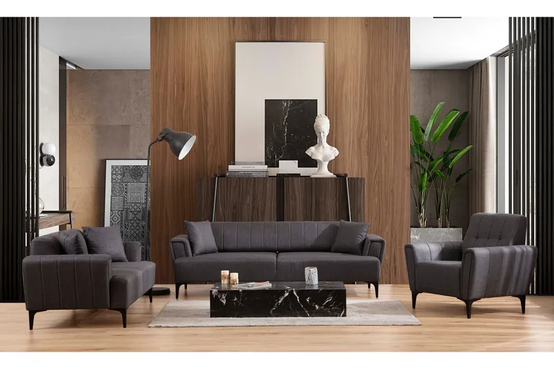 Lilesville 3-sits Soffa - Mörkgrå - Möbler - Vardagsrum - Soffor - 2-sits soffor