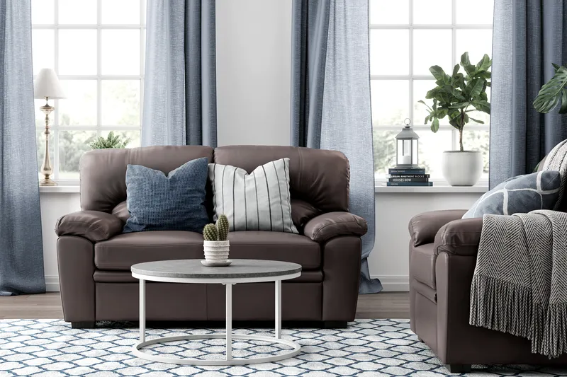 Lindby 2-sits Soffa Konstläder - Brun - Möbler - Vardagsrum - Soffor - Skinnsoffor