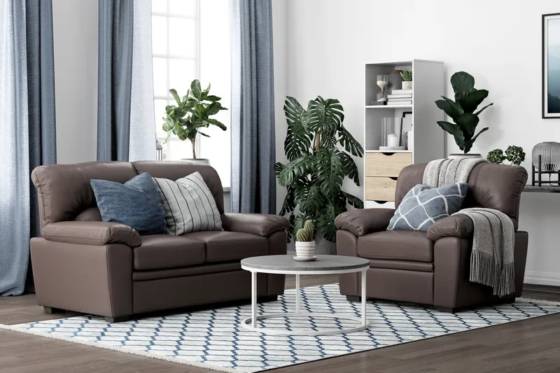 Lindby 2-sits Soffa Konstläder - Brun - Möbler - Vardagsrum - Soffor - Skinnsoffor