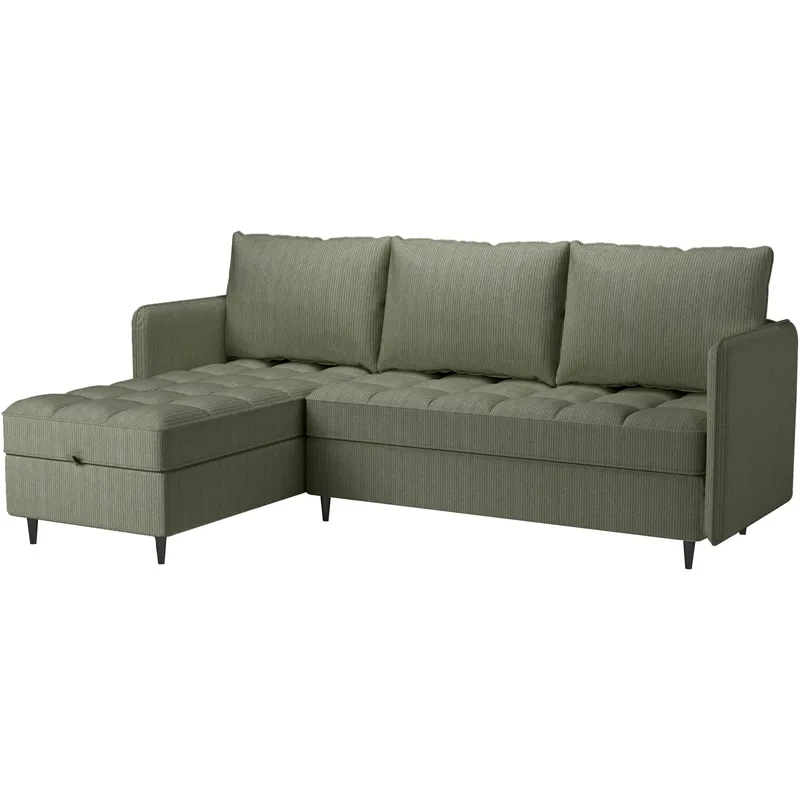 Lindhus 3-sits Soffa med vändbar divan och förvaring, Grön