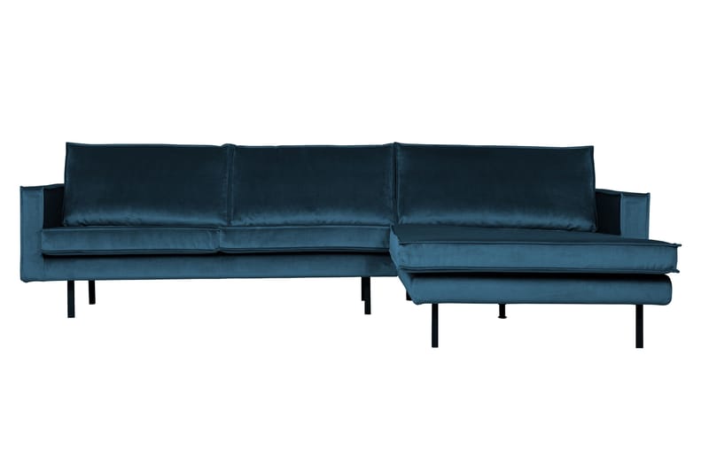 Lissbon 3-sits Högervänd L-formad Divansoffa 300 cm i Sammet, Blå